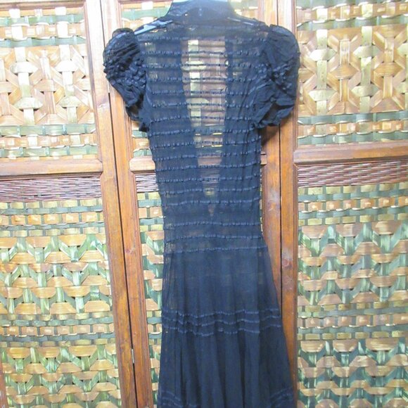 Unique Vintage Goth Elastic Bare/Sheer Midi Dress - Picture 4 of 7